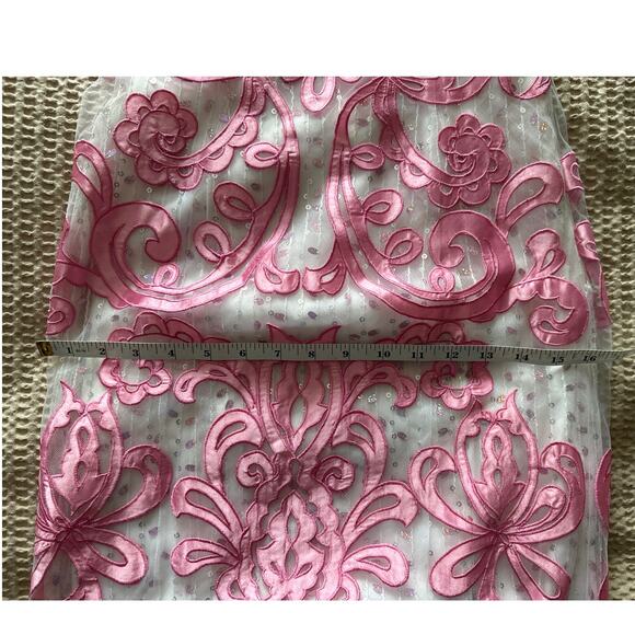 Jovani Strapless Long Gown Pink Ribbon White Layers Sequins 0 - Picture 6 of 9